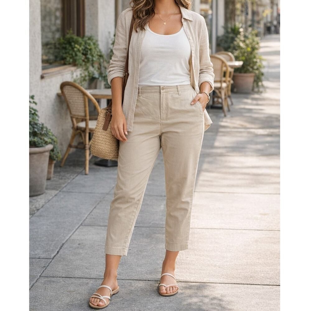 GAP Tan Slim Ankle Pants Women’s Size 14 Stretch Chino Casual Trousers NWT